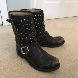 Frye Genuine Leather Biker Boots